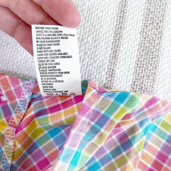 Little Me NWT Baby Girls 2-Piece Pink, Blue & Yellow Plaid Dress Set w/ Bloomers - Picture 5 of 12